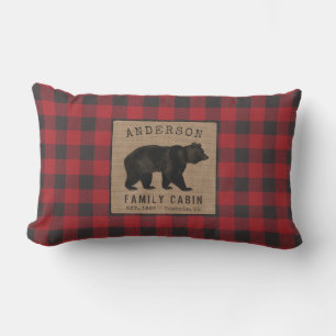Beer Familie Cabin Red Buffalo Pset Burlap Buitenkussen