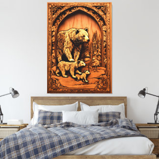 Beer Familie Carving PRINT KUNST
