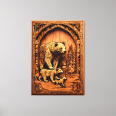 Beer Familie Carving PRINT KUNST (Voorkant)