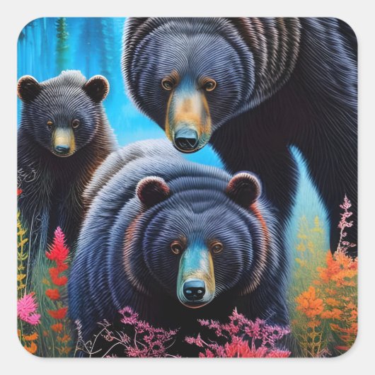 Beer familie collage vierkante sticker (Voorkant)