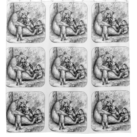 Beer Familie Douchegordijn (Voorkant)