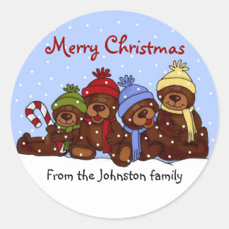 Beer familie Kerst stickers