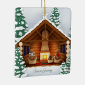 Beer Familie Thuis Gezellige Log Cabin Gepersonali Keramisch Ornament (Rechts)