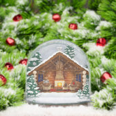 Beer Familie Thuis Rustiek Winter Log Cabin Custom Sneeuwbol (Kerstmis)