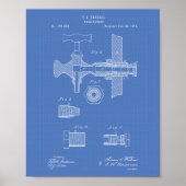 Beer Faucet 1876 Patent Art Blueprint Poster (Voorkant)