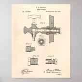 Beer Faucet 1876 Patent Art Old Peper Poster (Voorkant)