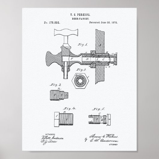 Beer Faucet 1876 Whitepaper over patenten Poster (Voorkant)