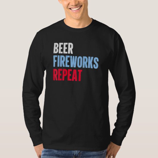 Beer Fireworks Herhaalt Star Juli 4th Fireworks T-shirt (Voorkant)