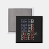 Beer Fireworks Retro 4 juli-paradedrank Magneet (Voorkant / Achterkant)