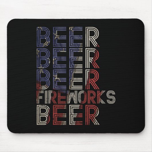 Beer Fireworks Retro 4 juli-paradedrank Muismat (Voorkant)
