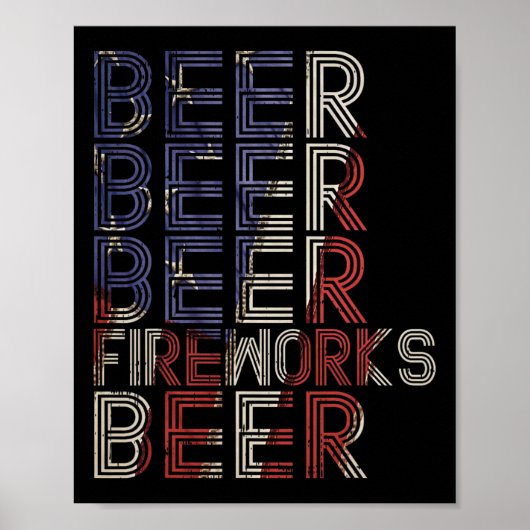 Beer Fireworks Retro 4 juli-paradedrank Poster (Voorkant)