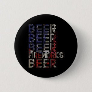 Beer Fireworks Retro 4 juli-paradedrank Ronde Button 5,7 Cm