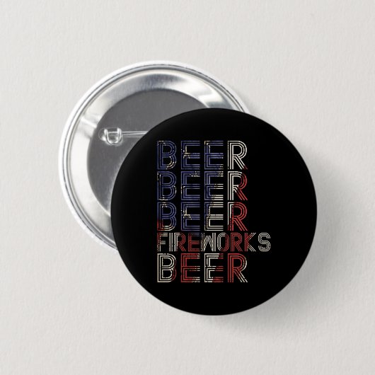 Beer Fireworks Retro 4 juli-paradedrank Ronde Button 5,7 Cm (Voorkant /achterkant)