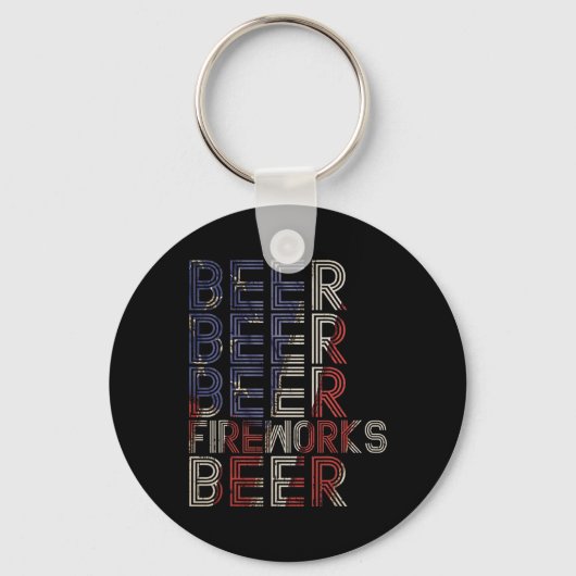 Beer Fireworks Retro 4 juli-paradedrank Sleutelhanger (Voorkant)
