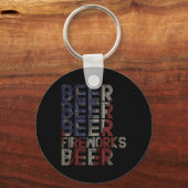 Beer Fireworks Retro 4 juli-paradedrank Sleutelhanger (Voorkant)