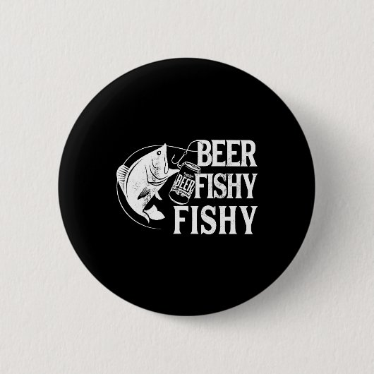 Beer Fishy Funny Vist Ronde Button 5,7 Cm (Voorkant)