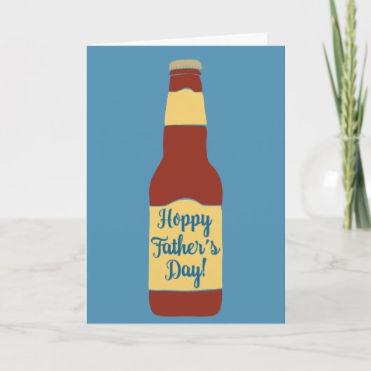 Beer Fles Hoppy Vaderdag Card Kaart (Voorkant)