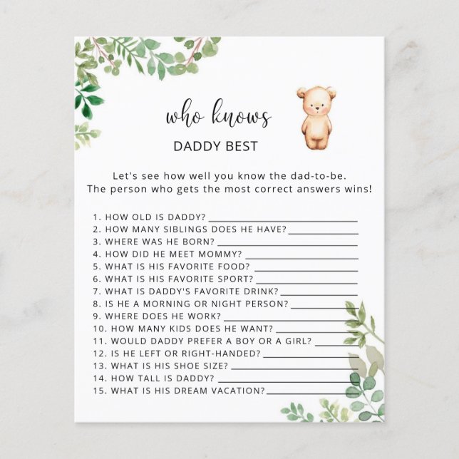 Beer floral die DADDY het beste kent (Voorkant)