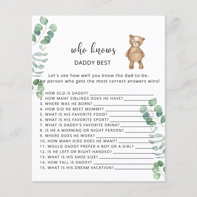 Beer floral die DADDY het beste kent (Voorkant)