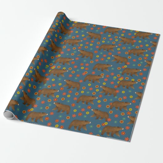 Beer Floral Pattern Cadeaupapier (Uitgerold)