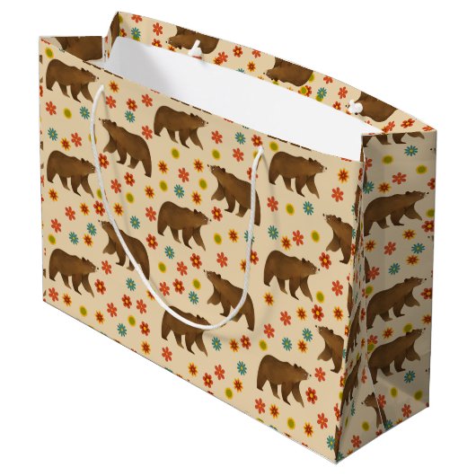 Beer Floral Pattern Groot Cadeauzakje (Achterkant Gekanteld)