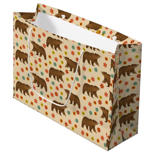 Beer Floral Pattern Groot Cadeauzakje (Voorkant Gekanteld)