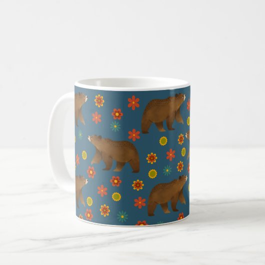 Beer Floral Pattern Koffiemok (Voorkant links)