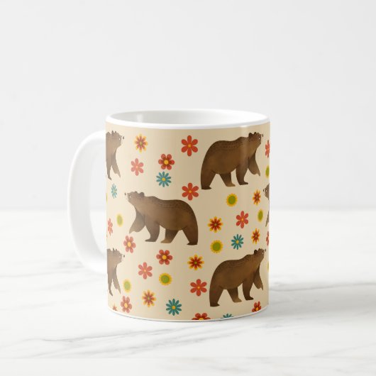 Beer Floral Pattern Koffiemok (Voorkant links)