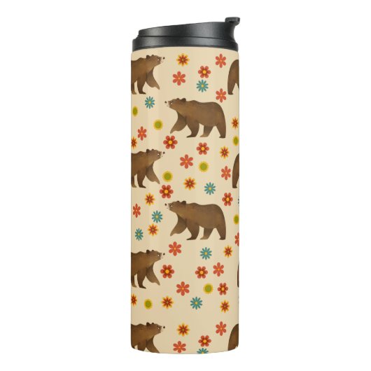 Beer Floral Pattern Thermosbeker (Gedraaid links)