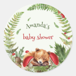 Beer Forest Botanische Natuur Baby shower Ronde Sticker