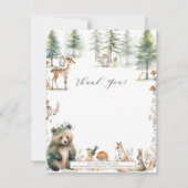 Beer Forest Deer Cute Animals Woodland Baby shower Bedankkaart (Voorkant)