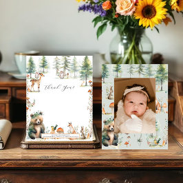 Beer Forest Deer Leuke Dieren Foto Baby shower Bedankkaart