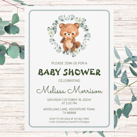 Beer Forest Waterverf Baby shower Kaart