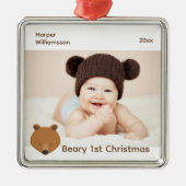Beer Foto Baby eerste Kerstmis Metalen Ornament (Voorkant)