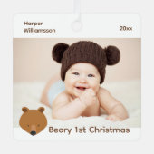 Beer Foto Baby eerste Kerstmis Metalen Ornament (Voorkant)