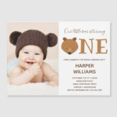 Beer Foto Dier Eerste verjaardag Magnetische Uitnodiging (Voorkant)