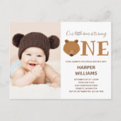 Beer Foto Dier Eerste verjaardag Uitnodiging Briefkaart (Voorkant)