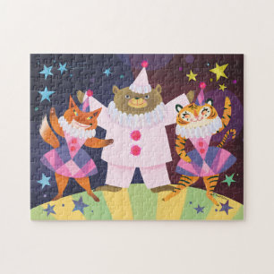 Beer, Fox en tijger Pierrot Clown Jigzaag Puzzle Legpuzzel
