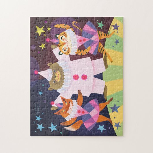 Beer, Fox en tijger Pierrot Clown Jigzaag Puzzle Legpuzzel (Verticaal)