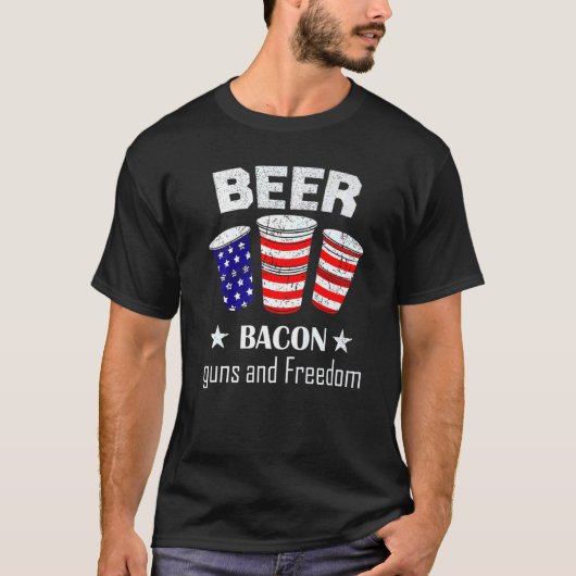 Beer Freedom American Flag 4 juli Man Vrouwen T-shirt (Voorkant)