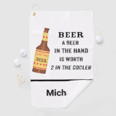 Beer Funny Gezegde Beer in hand name personalisere Golfhanddoek (Insitu)