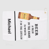 Beer Funny Gezegde Beer in hand name personalisere Golfhanddoek (Horizontaal)