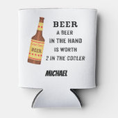 Beer Funny Gezegde Beer in hand Name Persoonlijk Blikjeskoeler (Voorkant)