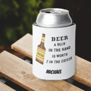 Beer Funny Gezegde Beer in hand Name Persoonlijk Blikjeskoeler