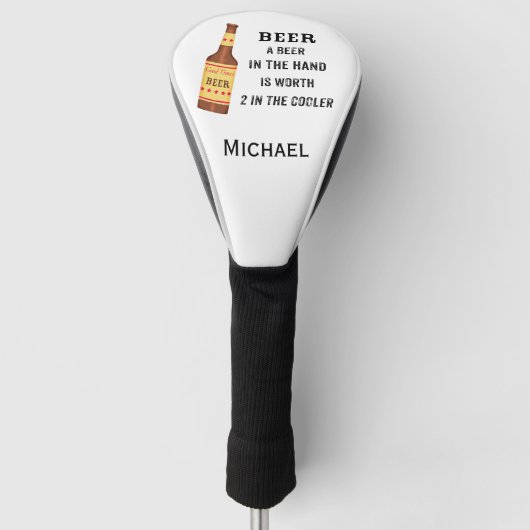 Beer Funny Gezegde Beer in hand Name Persoonlijk Golfheadcover (Voorkant)