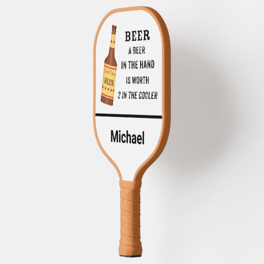 Beer Funny Gezegde Beer in hand Name Persoonlijk Pickleball Paddle (Links)