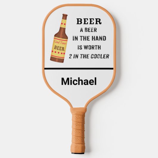 Beer Funny Gezegde Beer in hand Name Persoonlijk Pickleball Paddle (Achterkant)