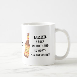 Beer Funny Saying Beer in hand Name Personalized Koffiemok