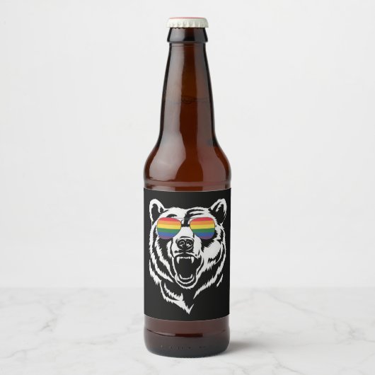 Beer Gay LGBTQ Rainbow Zonnebril Pride Flag Bier Etiket (Voorkant)