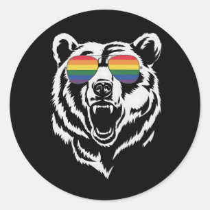 Beer Gay LGBTQ Rainbow Zonnebril Pride Flag Ronde Sticker
